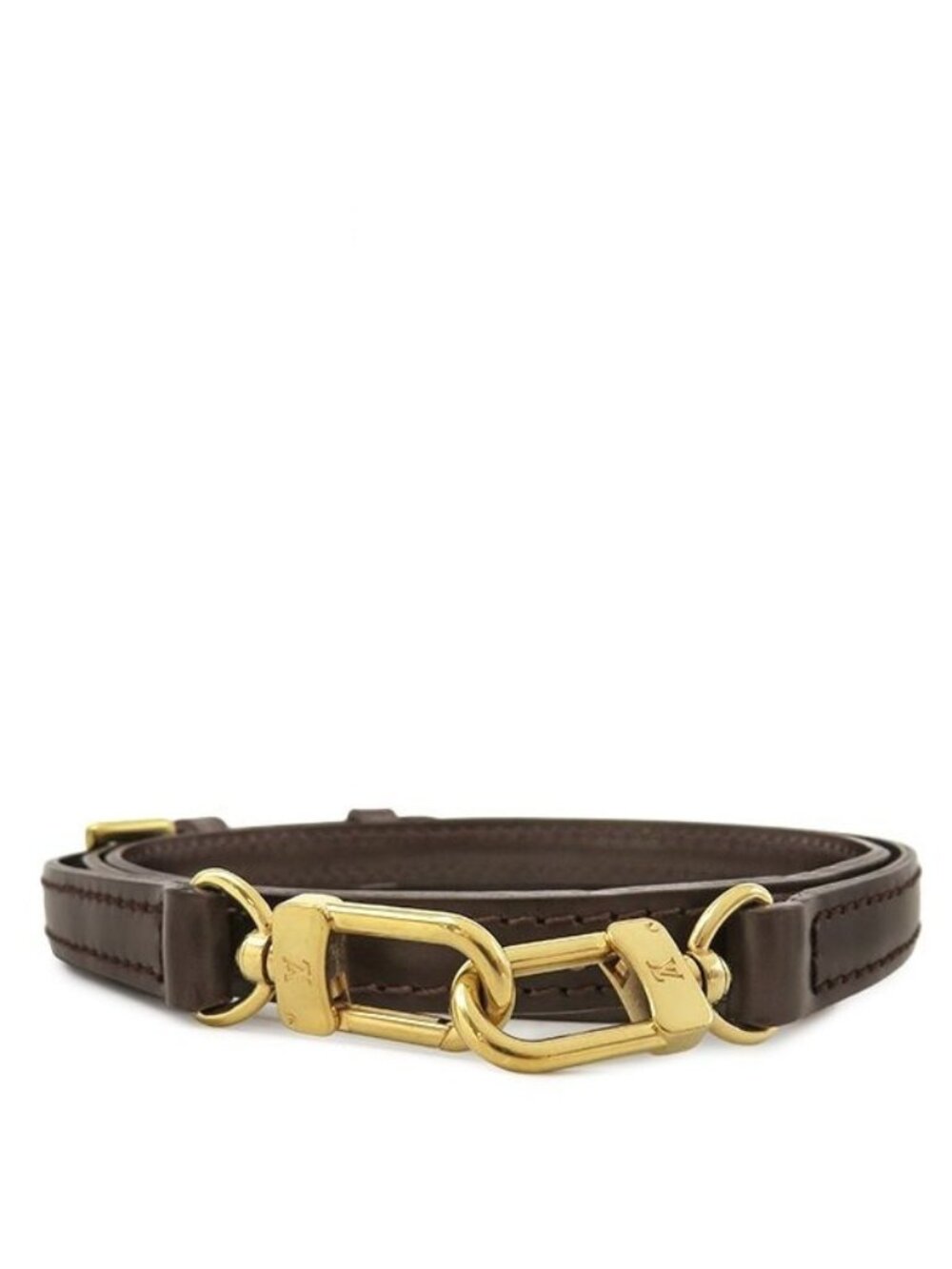 Louis Vuitton Shoulder Strap Leather Brown Gold for Damier Ebene